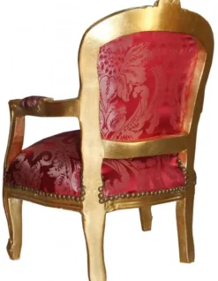 Casa Padrino Barock Kinderstuhl im Antik Stil - Bordeauxrot Muster mit Gold - 51 x 71 cm