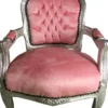 Casa Padrino Barock Kinderstuhl im Antik Stil - Samtstoff in Babyrosa und Silber, 71 x 51 cm