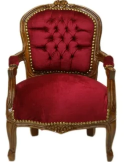 Casa Padrino Barock Kinder Stuhl im Antik Stil, Bordeaux Rot / Braun, 71 x 51 x 34 cm
