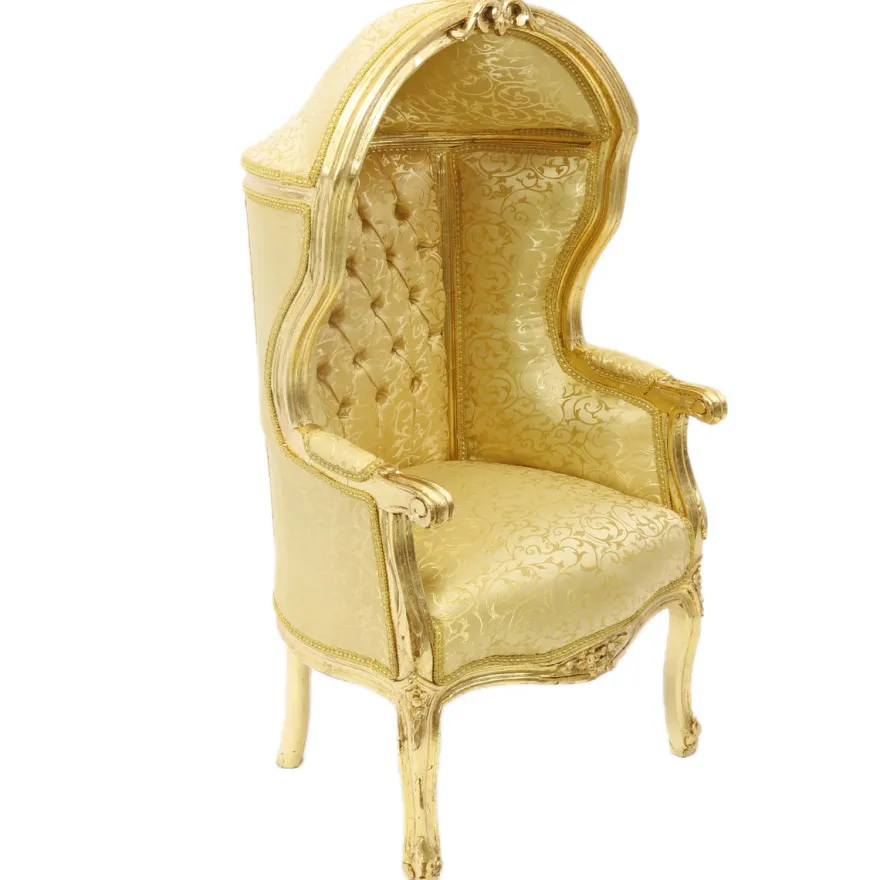 Casa Padrino Barock Kinder Thron Sessel Gold Muster /Gold - Ballon Sessel Barock Möbel