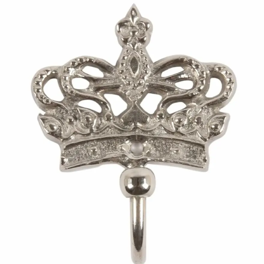 Casa Padrino Barock Kleiderhaken Krone Silber H. 8 cm - Barock Garderoben Accessoires