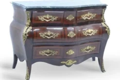 Casa Padrino Barock Kommode aus massivem Buchenholz in Mahagoni Braun mit goldenen Metallapplikationen 120 cm - Hotel Collection