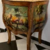 Casa Padrino Barock Kommode Braun / Mehrfarbig / Creme - Handgefertigte Barockstil Nachtkommode mit Marmorplatte und 3 Schubladen - Barock Möbel - Schlafzimmer Möbel im Barockstil