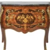 Casa Padrino Barock Kommode Braun mit grüner Marmorplatte 3 Schubladen - Empire Kommode