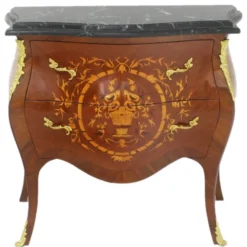 Casa Padrino Barock Kommode Braun / Gold / Schwarz 95 x 45 x H. 85 cm - Handgefertigte Massivholz Kommode mit 2 Schubladen und Marmorplatte - Barock Möbel