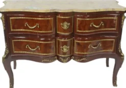 Casa Padrino Barock Kommode Braun / Gold / Creme 120 x 50 x H. 80 cm - Elegante Massivholz Kommode mit Schubladen und Marmorplatte - Möbel im Barockstil