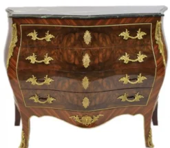 Casa Padrino Barock Kommode Bombay Empire Stil, Braun mit grüner Marmorplatte, 110 x 50 x H 90 cm