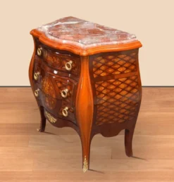 Casa Padrino Barock Kommode Braun / Gold 85 x 45 x H. 85 cm - Handgefertigte Massivholz Kommode mit 3 Schubladen und Marmorplatte - Barock Möbel