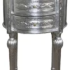 Casa Padrino Barock Kommode / Beistelltisch Silber mit schwarzer Marmorplatte Höhe 72 cm, Durchmesser 41 cm - Nachttisch Konsole