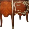 Casa Padrino Barock Kommode Braun mit Marmorplatte Mahagoni Intarsien B 129 cm - Barock Möbel Kommode