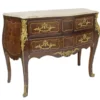 Casa Padrino Barock Kommode Braun mit cremefarbene Marmorplatte 120 cm Handgefertigt - Barock Möbel Antik Stil