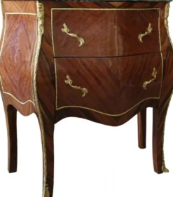 Casa Padrino Barock Kommode Braun mit Marmorplatte, 2 Schubladen, Antik Look, B 75 x T 36 x H 83 cm