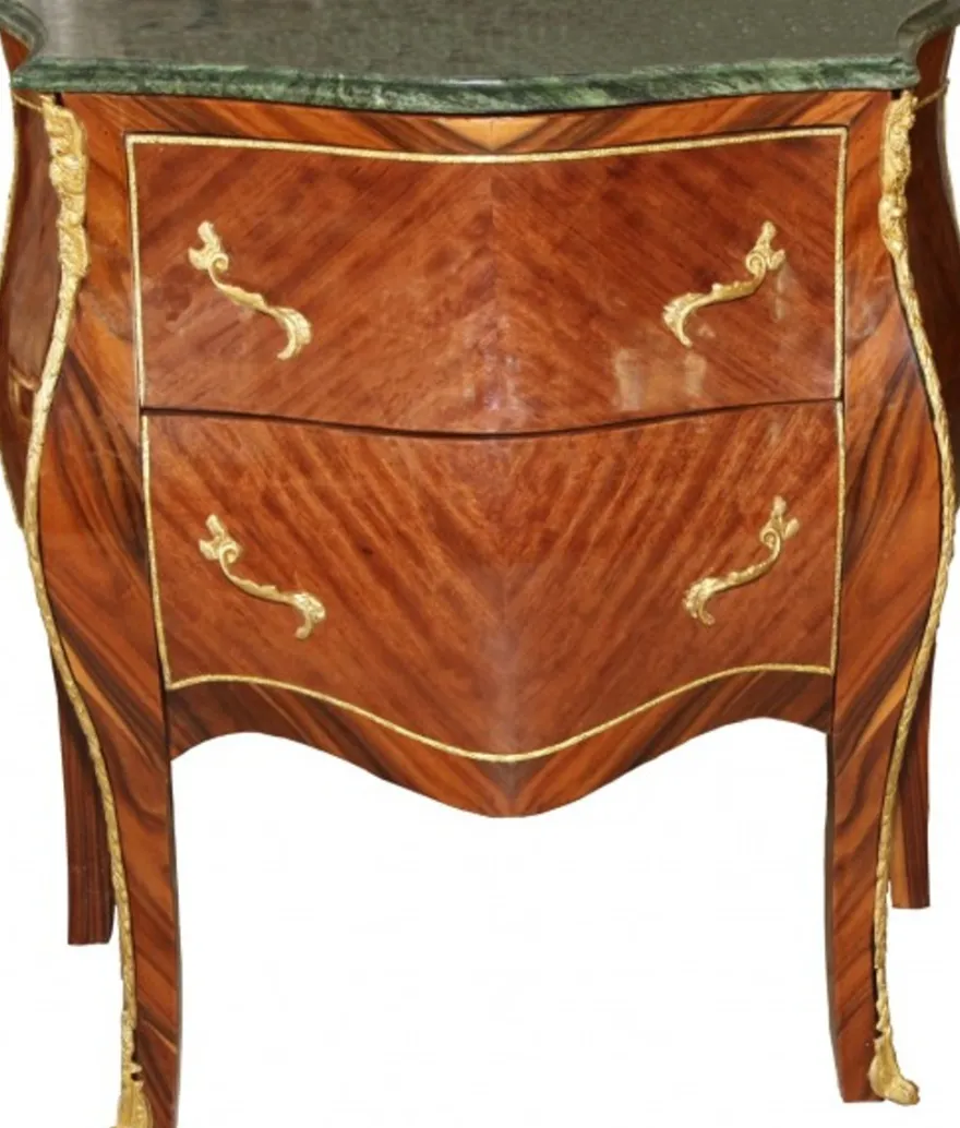 Casa Padrino Barock Kommode Braun mit Marmorplatte, 2 Schubladen, Antik Look, B 75 x T 36 x H 83 cm