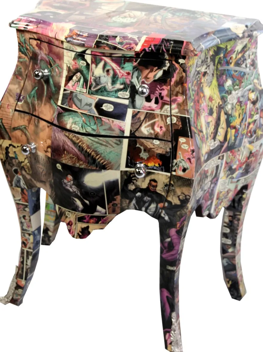 Casa Padrino Barock Kommode Comic Design 63 cm x H 75 cm Mod3 - Handgefertigtes Unikat - Limited Edition