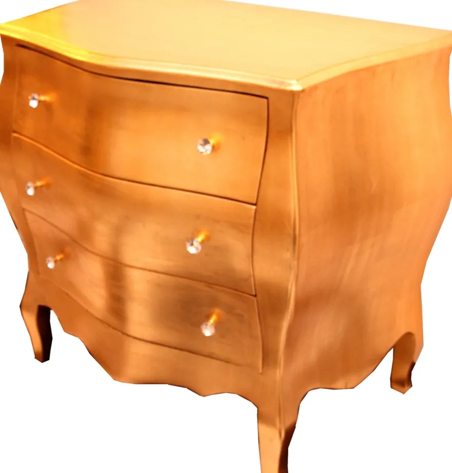 Casa Padrino Barock Kommode Gold 103cm mit 3 Schubladen - Antik Stil Möbel Wohnzimmer