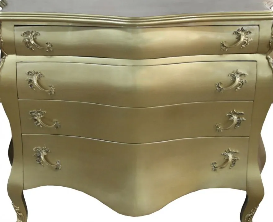 Casa Padrino Barock Kommode Gold, 120 x 56 x 92 cm - Handgefertigte Luxus Kommode im Antik Stil