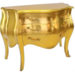 Casa Padrino Barock Kommode Gold 120 x 50 x 80 cm - Luxuriöse Kommode aus massivem Holz im antiken Barockstil