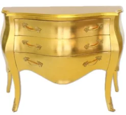 Casa Padrino Barock Kommode Gold 120 x 50 x 80 cm - Luxuriöse Kommode aus massivem Holz im antiken Barockstil