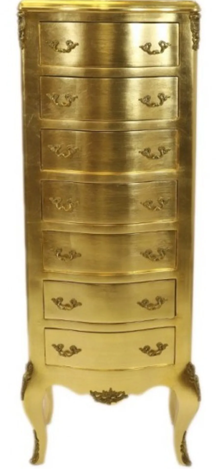 Casa Padrino Barock Kommode Gold mit 7 Schubladen 120 x 45 x 35 cm - Antik Stil
