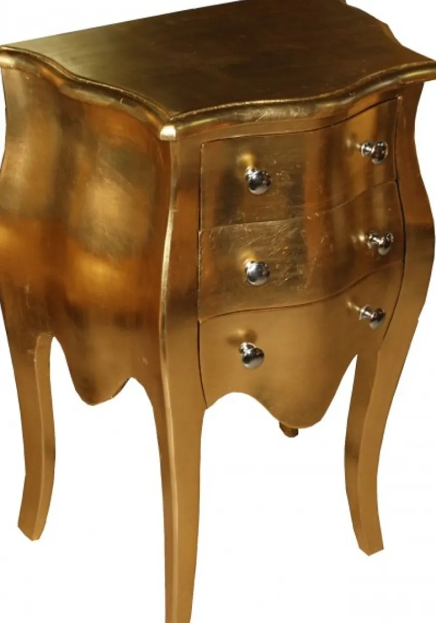 Casa Padrino Barock Kommode Gold 50 x 35 x 70 cm - Nachttisch im Antik Stil mit 3 Schubladen