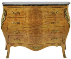 Casa Padrino Barock Kommode im Ludwig XIV Empire Stil, Ahornfarben mit grüner Marmorplatte, 120 x 50 x 90 cm