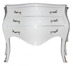 Casa Padrino Barock Kommode im Antik Stil Weiß / Silber 120 x 55 x 85 cm - Luxuriöse Holz Kommode