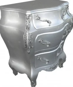 Casa Padrino Barock Kommode im Antik Stil Silber B 68 x T 40 x H 79,5 cm - Handgefertigte Luxus Möbel