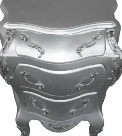 Casa Padrino Barock Kommode im Antik Stil Silber B 68 x T 40 x H 79,5 cm - Handgefertigte Luxus Möbel