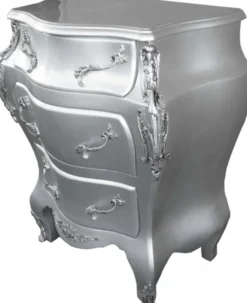 Casa Padrino Barock Kommode im Antik Stil Silber B 68 x T 40 x H 79,5 cm - Handgefertigte Luxus Möbel