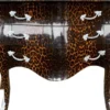Casa Padrino Barock Kommode in Leopard / Silber mit 3 Schubladen - Möbel Antik Stil