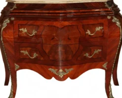 Casa Padrino Barock Kommode im Empire Stil Braun mit cremefarbener Marmorplatte 128 x 60 x 91 cm