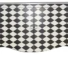 Casa Padrino Barock Kommode Karo Schwarz / Weiß 120 cm - Luxuriöser Schrank mit 2 Türen und Silber Applikationen