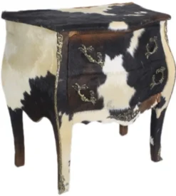Casa Padrino Barock Kommode Kuhfell Schwarz / Weiß 100 cm - Möbel im edlen Antik Stil