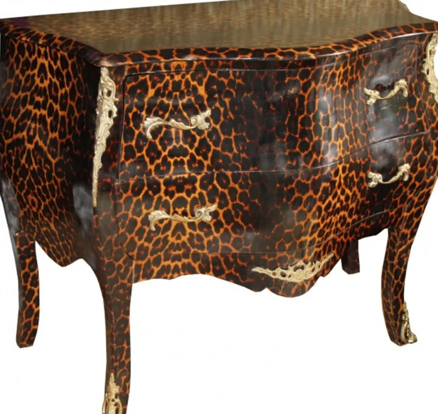 Casa Padrino Barock Kommode Leopard 106 x 55 x 85 cm - Luxuriöses Schlafzimmer Möbel im Barockstil