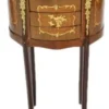 Casa Padrino Barock Kommode Mahagoni Intarsien / Gold mit 3 Schubladen Oval - Nachtschrank Antik Stil - 70 x 40 x 30 cm