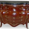 Casa Padrino Barock Kommode Mahagoni Braun mit Marmorplatte und goldenen Metallapplikationen 158 x 47 x 93 cm