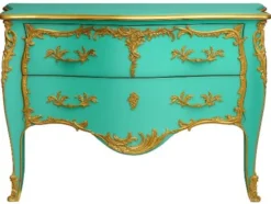 Casa Padrino Barock Kommode mit 2 Schubladen Antik Mintgrün / Gold - Handgefertigte Massivholz Kommode im Barockstil - Handgefertigte Barock Möbel - Edel & Prunkvoll