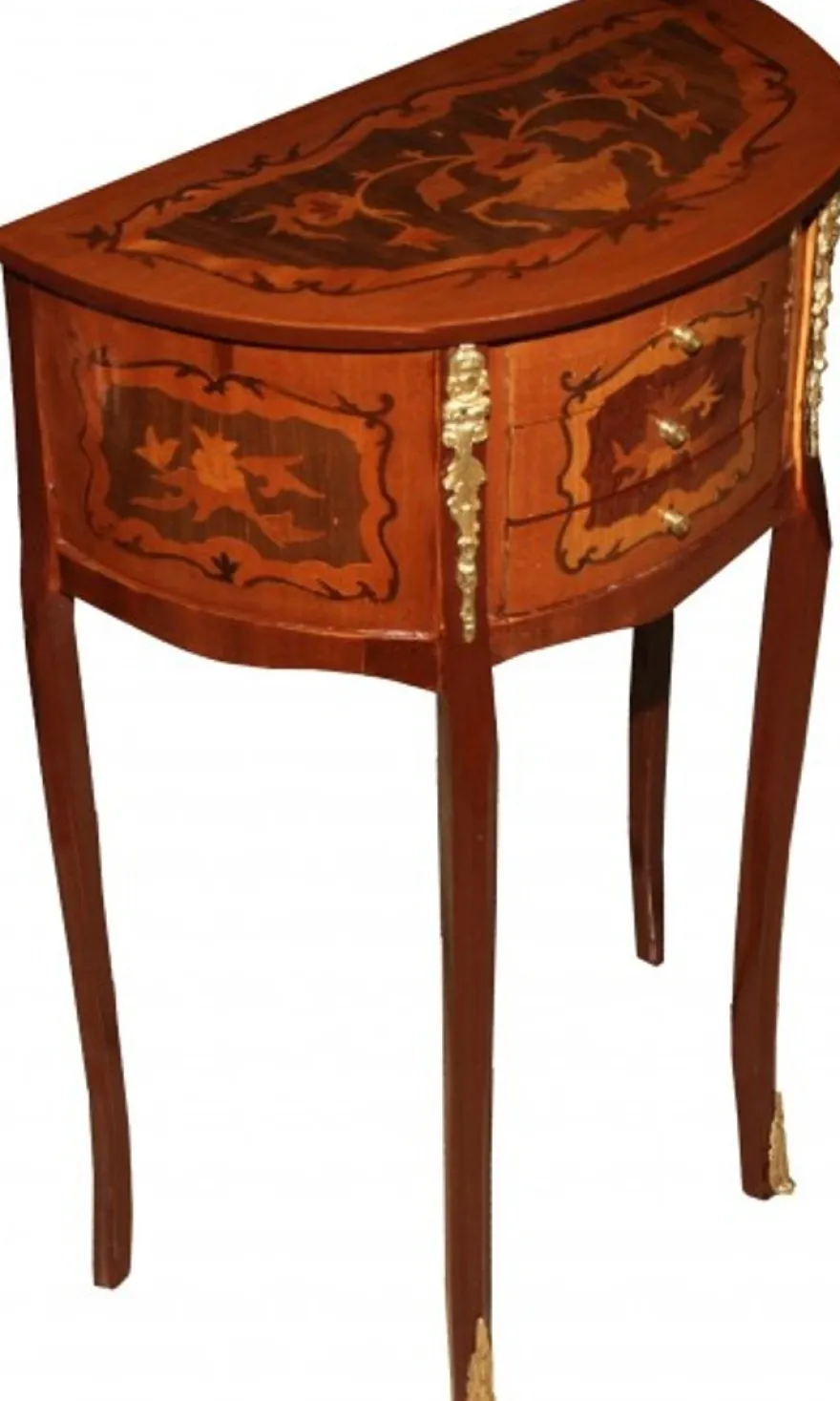 Casa Padrino Barock Kommode mit 3 Schubladen Braun Intarsien H 70 cm, B 45 cm - Antik Stil - Nachttisch Konsole