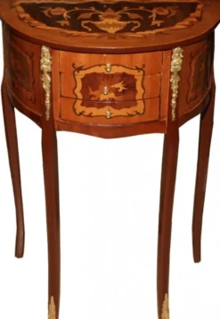 Casa Padrino Barock Kommode mit 3 Schubladen Braun Intarsien H 70 cm, B 45 cm - Antik Stil - Nachttisch Konsole