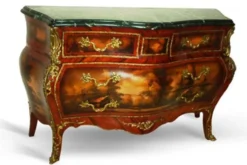 Casa Padrino Barock Kommode Mahagoni Braun mit Marmorplatte und goldenen Metallapplikationen 155 cm - Hotel Collection