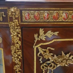 Casa Padrino Barock Kommode mit Seitenglas Braun / Gold 145 cm - Möbel Schrank Sideboard