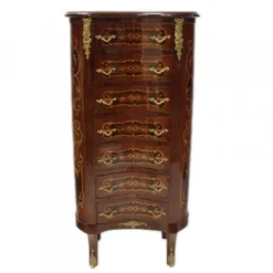 Casa Padrino Barock Kommode mit 7 Schubladen in Mahagonibraun, 50 x 35 x 115 cm