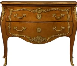 Casa Padrino Barock Kommode mit 2 Schubladen Antik Braun / Messing - Handgefertigte Massivholz Kommode im Barockstil - Handgefertigte Barock Möbel - Edel & Prunkvoll