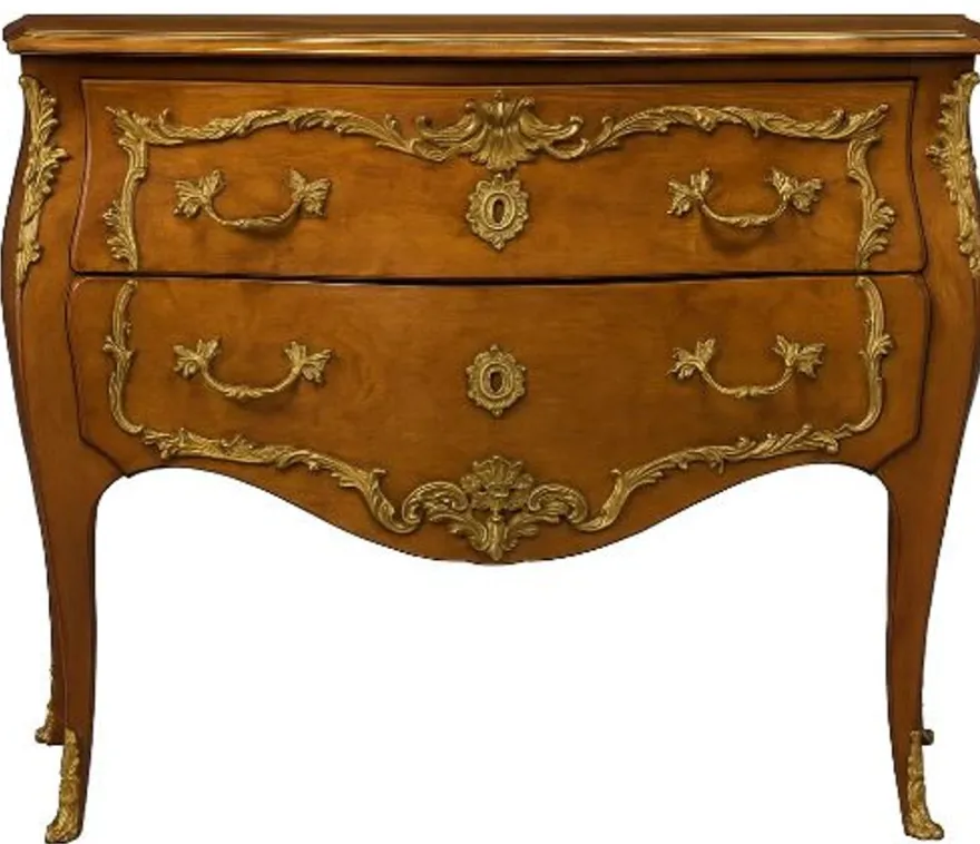 Casa Padrino Barock Kommode mit 2 Schubladen Antik Braun / Messing - Handgefertigte Massivholz Kommode im Barockstil - Handgefertigte Barock Möbel - Edel & Prunkvoll