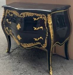 Casa Padrino Barock Kommode mit 3 Schubladen in Schwarz und Gold, 105 x 46 x 80 cm