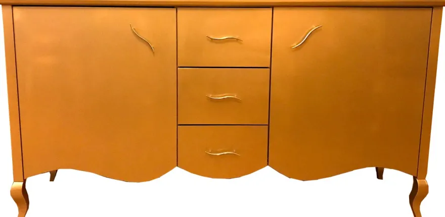 Casa Padrino Barock Kommode mit 2 Türen und 3 Schubladen Gold 160 x 45 x H. 87 cm - Modernes Barock Sideboard - Barock Wohnzimmermöbel
