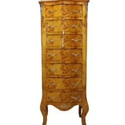 Casa Padrino Barock Kommode mit 7 Schubladen in Mahagoni Hellbraun 47 x 35 x 123 cm