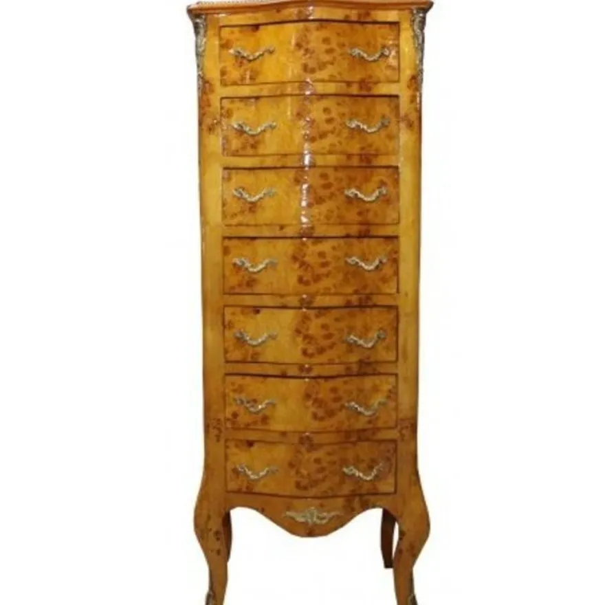 Casa Padrino Barock Kommode mit 7 Schubladen in Mahagoni Hellbraun 47 x 35 x 123 cm