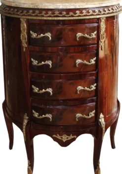 Casa Padrino Barock Kommode Mahagoni Braun mit Intarsien und Marmorplatte, Breite 68 cm, Höhe 89 cm - Barock Kommode - Limited Edition