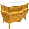 Casa Padrino Barock Kommode mit 4 Schubladen und Marmorplatte Gold / Weiß 120 cm - Prunkvolle Barock Möbel - Barockstil Möbel